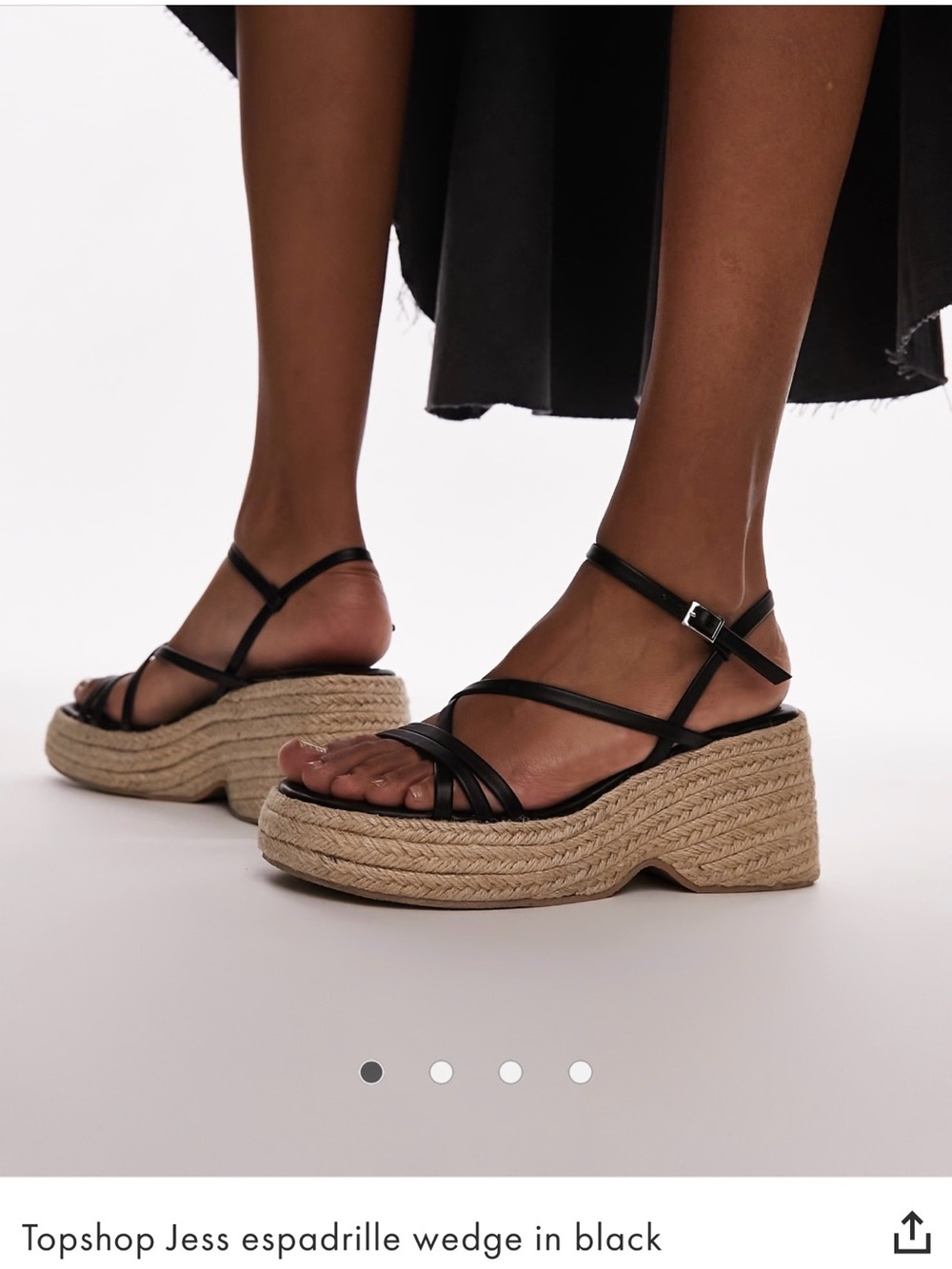 Topshop Black Strappy Espadrille Platform Wedges